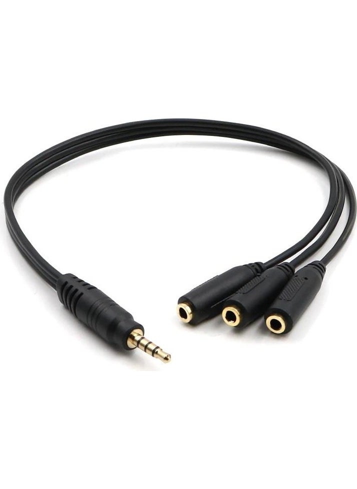PrimeX Plus - PX-3AUX 3-Way Stereo Multiplexer, 3 x 3.5 mm Aux, 1 Input 3 Output 3.5mm Jack Cable - Image 1