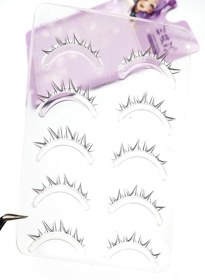 LASGOOS Bottom Lower Under False Eye Lashes LASGOOS 5 Pairs Length 4-7mm Pack Grafted Clear Thin Band Fake Eyelashes Natural Look Reusable Lashes Cute Lash For Wedding Bride Daily Eye Makeup - Image 1