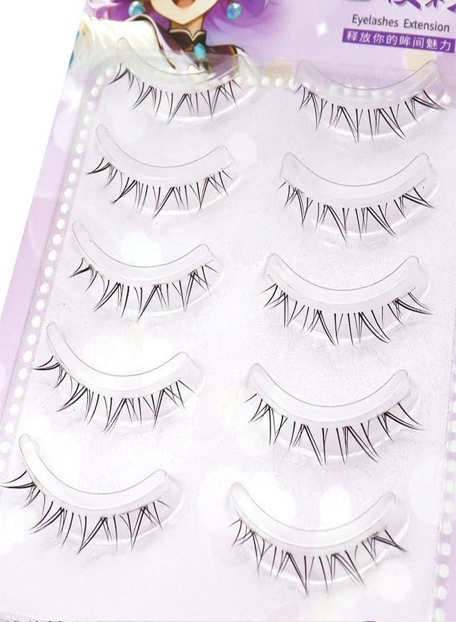 LASGOOS Bottom Lower Under False Eye Lashes LASGOOS 5 Pairs Length 4-7mm Pack Grafted Clear Thin Band Fake Eyelashes Natural Look Reusable Lashes Cute Lash For Wedding Bride Daily Eye Makeup - Image 4