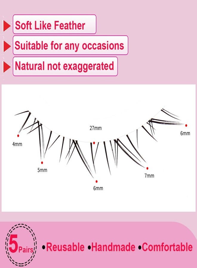 LASGOOS Bottom Lower Under False Eye Lashes LASGOOS 5 Pairs Length 4-7mm Pack Grafted Clear Thin Band Fake Eyelashes Natural Look Reusable Lashes Cute Lash For Wedding Bride Daily Eye Makeup - Image 2