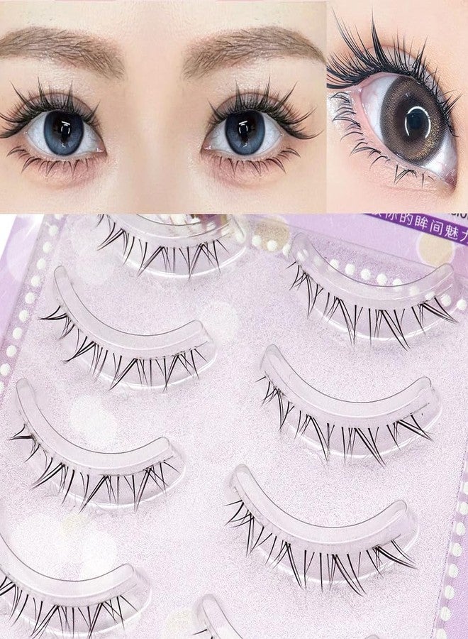 LASGOOS Bottom Lower Under False Eye Lashes LASGOOS 5 Pairs Length 4-7mm Pack Grafted Clear Thin Band Fake Eyelashes Natural Look Reusable Lashes Cute Lash For Wedding Bride Daily Eye Makeup - Image 3