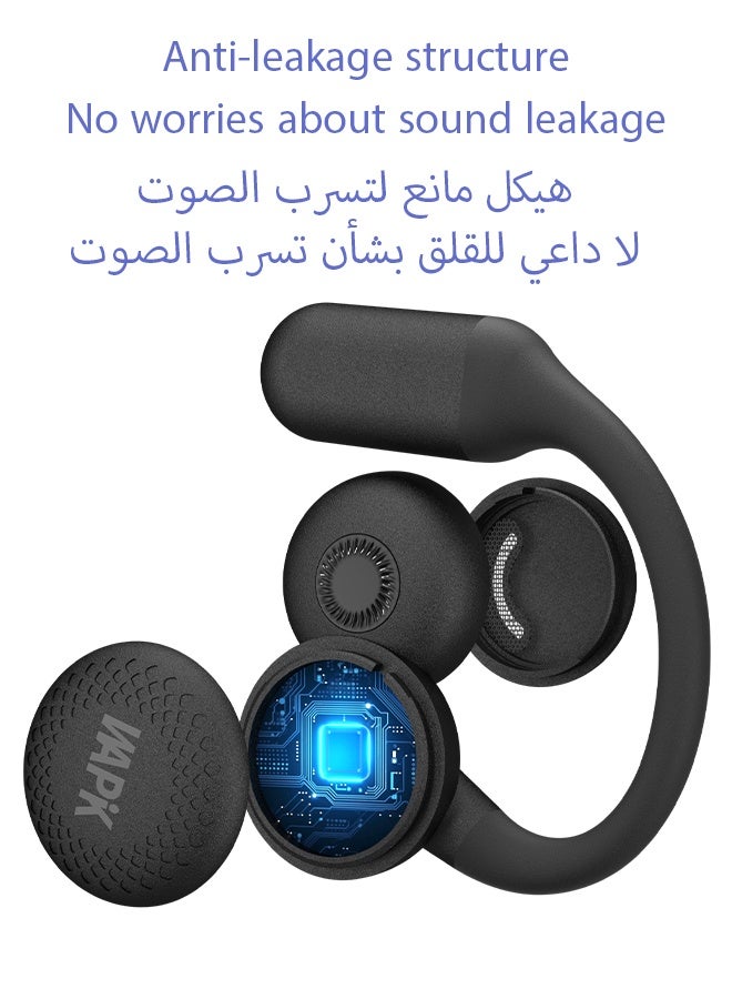 وابيك سماعات بلوتوث R7 من علامة كورية، تصميم مفتوح OWS، بلوتوث 6.0، 4 ميكروفونات ENC لمكالمات واضحة، تشغيل 6 ساعات، مقاومة للماء IPX6، تحكم باللمس – أسود - Image 4