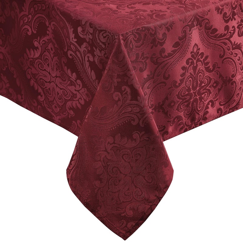 Elrene Home Fashions Caiden Elegance Damask Waterproof Stain Wrinkle Resistant Fabric Tablecloth 52 x 52 Square Cranberry - Image 2