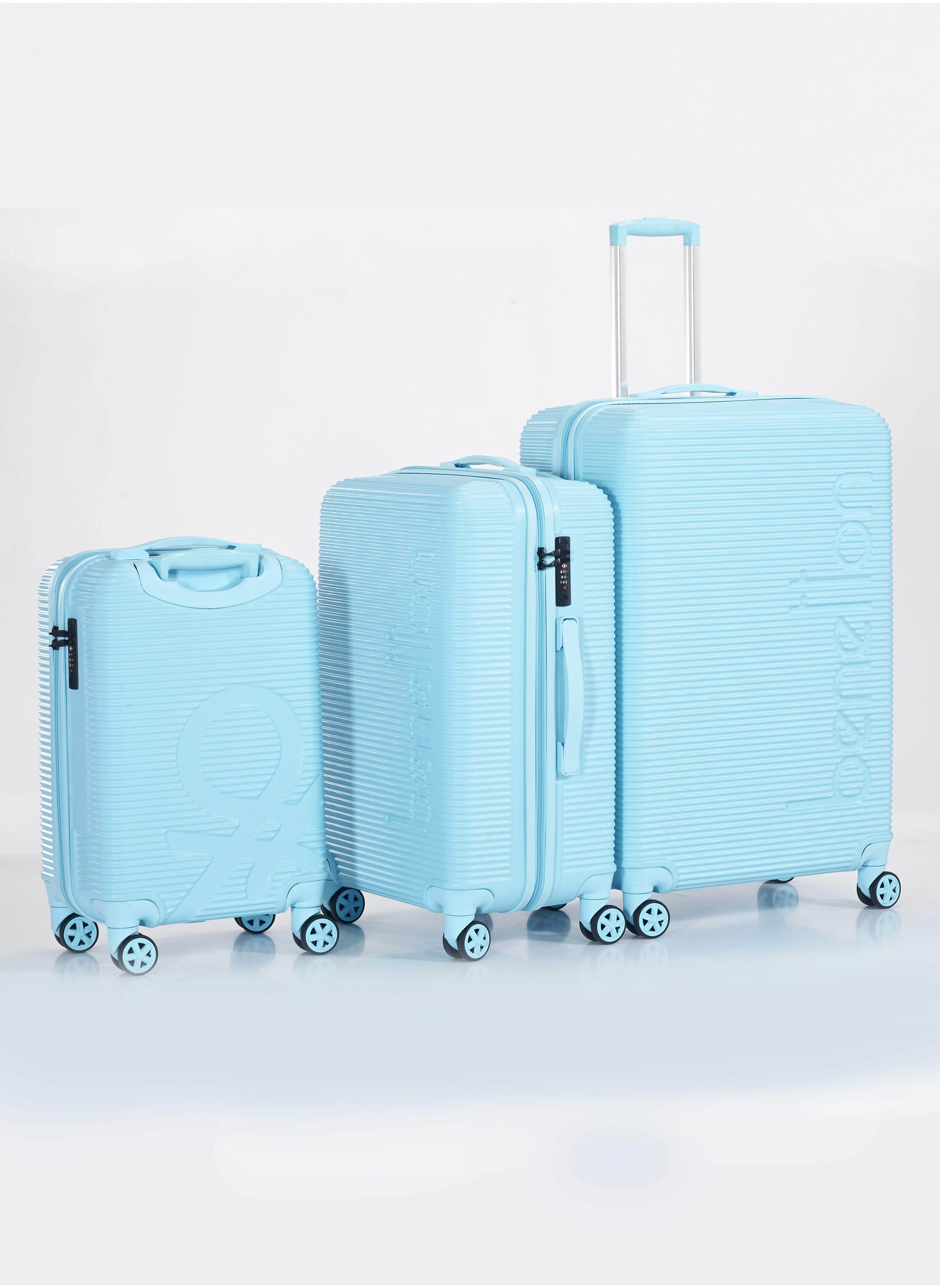 Premium Quality Set of 3 Luggage with TSA Lock| Material- Acrylonitrile Butadiene Styrene| Adjustable Trolley Handle | Smooth Dual Wheels 360degree rotate| Cabin, Medium, Large| Light Blue 