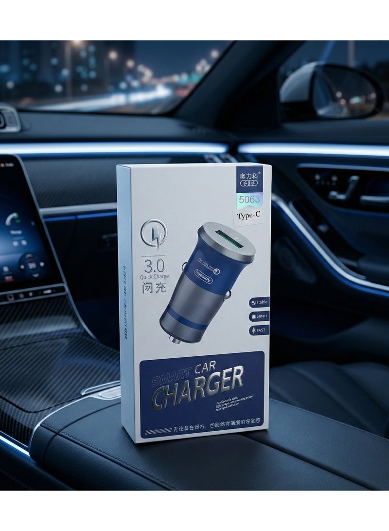 سترونج شاحن سيارة سريع Quick Charge 3.0 بمدخلين USB + كابل Type-C، شحن سريع للموبايل، احمر - Image 1