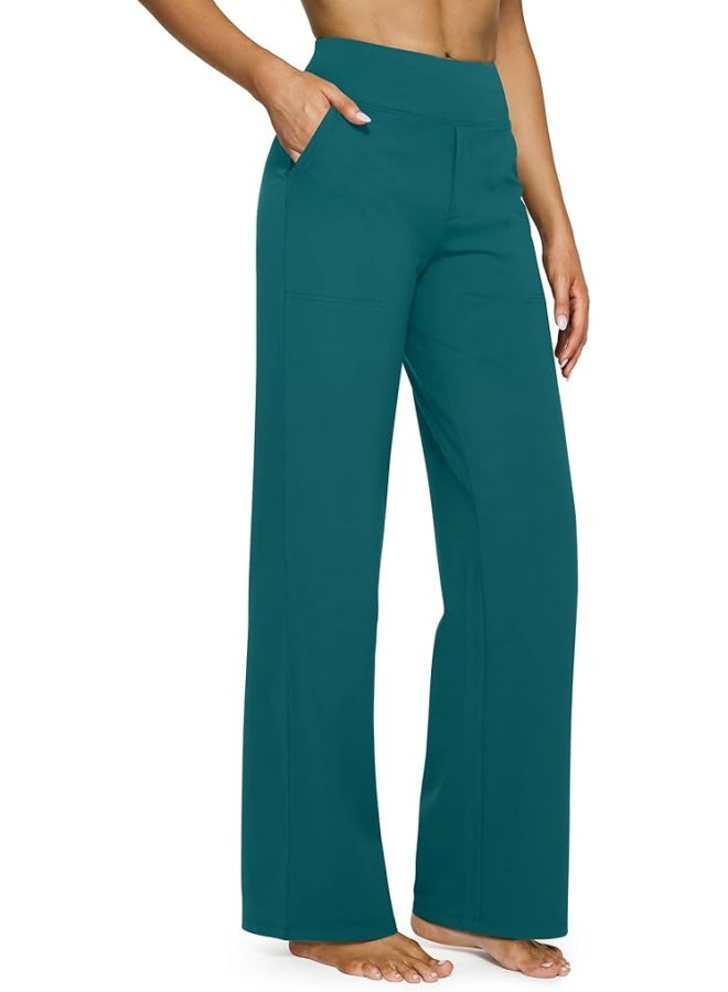 NIBEMINENT Yoga Pants Women Wide Leg Pants with Pockets High Waist Stretch Dress Casual Sweatpants Petite/Regular/Tall - Image 1
