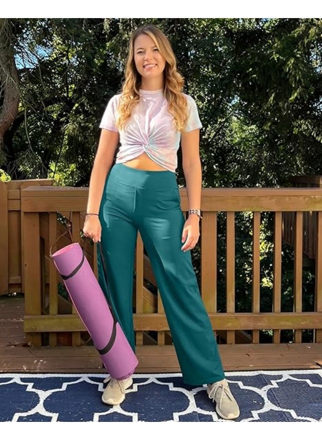 NIBEMINENT Yoga Pants Women Wide Leg Pants with Pockets High Waist Stretch Dress Casual Sweatpants Petite/Regular/Tall - Image 4