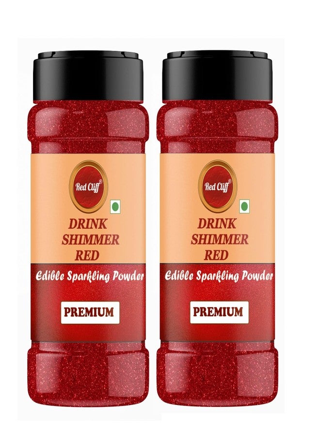 RED CLIFF Edible Red Drink Shimmer Powder for Cake Decoration, Drinks, and Desserts Food Grade Glitter Dust for Baking, Beverages, and Creative Culinary Designs || (50gx2) Pack Of 2 - Image 1