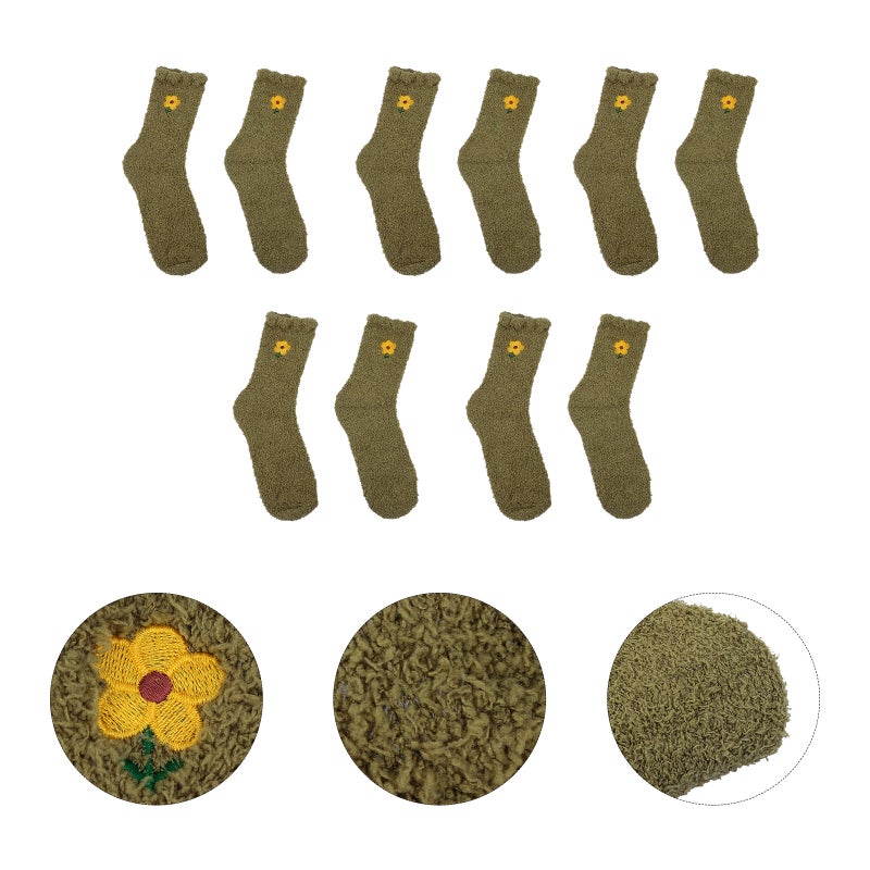 5 Pairs Coral Fleece Stockings Thicken Socks Sleeping Socks Warm Floor Socks - Image 3
