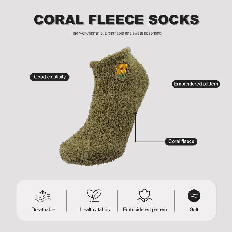 5 Pairs Coral Fleece Stockings Thicken Socks Sleeping Socks Warm Floor Socks - Image 2
