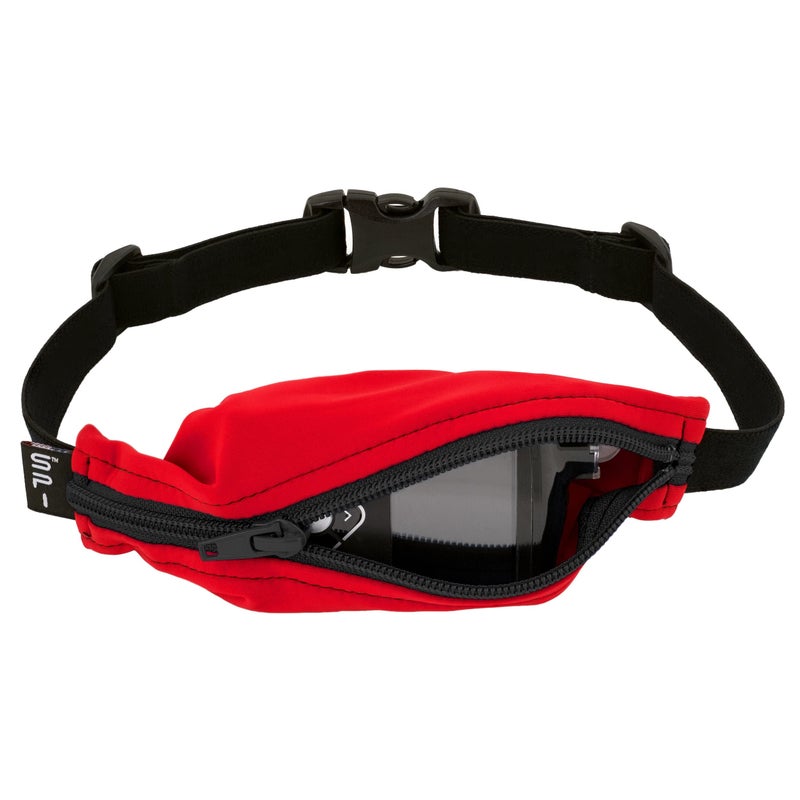 SPIbelt Kids Pocket Belt, Expandable Pocket, Adjustable Waist, No Bounce, No Logo Band, Red with Black Zipper - Image 1