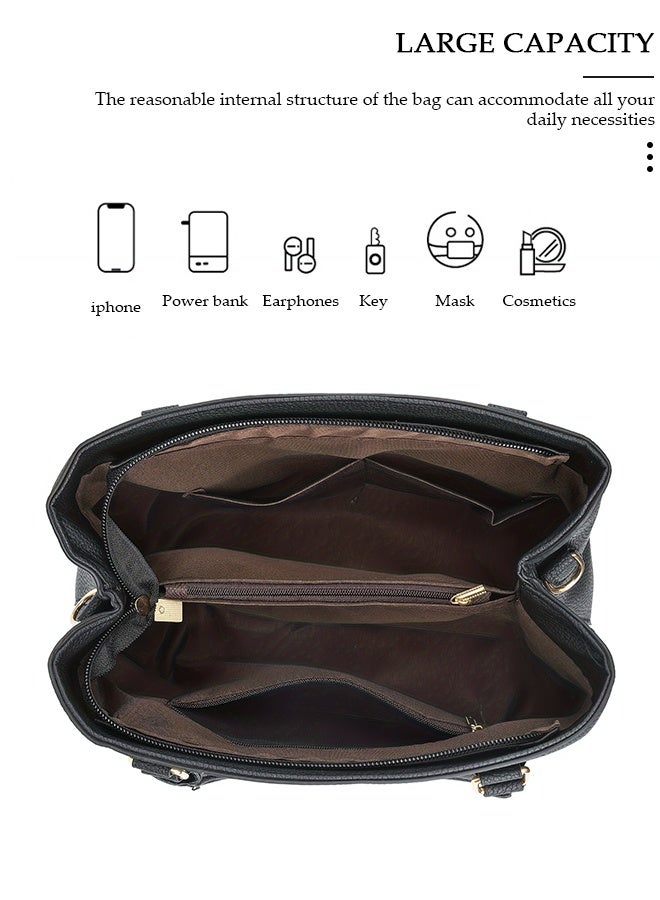 DUNISO Elegant Women's Handbag with Removable Shoulder Strap Large Capacity Tote Shoulder Bag Fashion Ladies Satchel Bag for Office Travel Daily Bag - Image 4