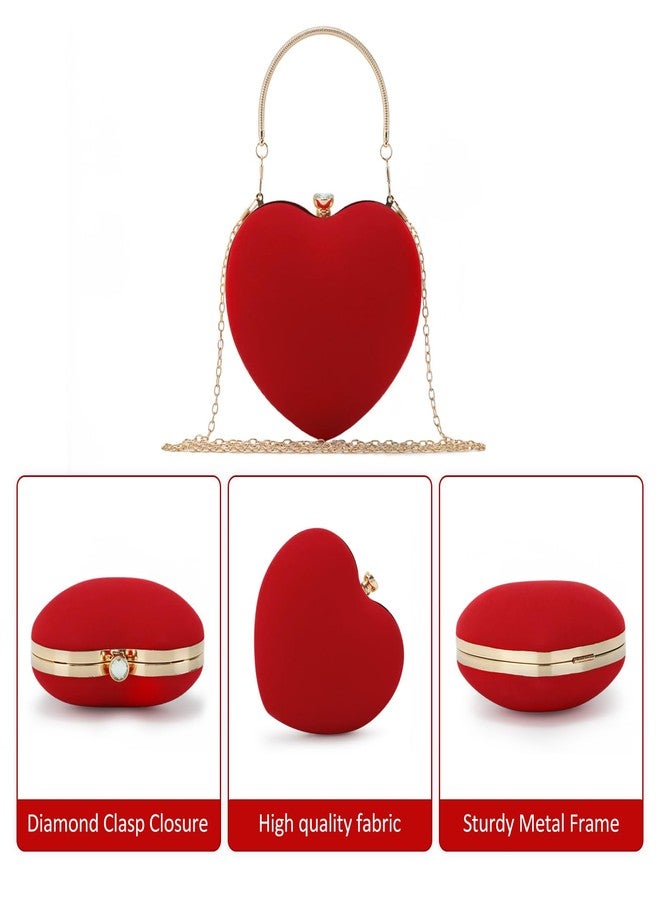 Lanpet Women Heart Shaped Evening Bag Mini Clutch Purse Chain Strap Shoulder Bag Handbag for Wedding Cocktail Party - Image 3