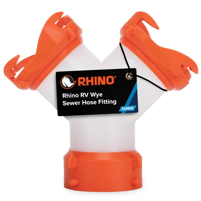 Camco RhinoFLEX Camper/RV Wye Sewer Hose Fitting | Features 360-Degree Swivel Ends & Built-In Gaskets for Odor Tight Connection | Allows for 2 Sewer Hoses to Connect to the Same Dump Station (39812), - Image 1