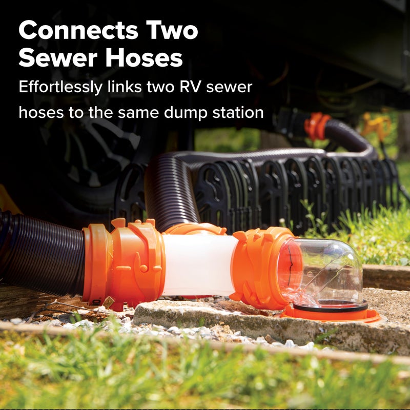 Camco RhinoFLEX Camper/RV Wye Sewer Hose Fitting | Features 360-Degree Swivel Ends & Built-In Gaskets for Odor Tight Connection | Allows for 2 Sewer Hoses to Connect to the Same Dump Station (39812), - Image 3