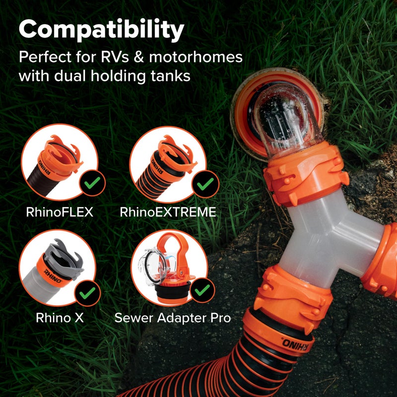 Camco RhinoFLEX Camper/RV Wye Sewer Hose Fitting | Features 360-Degree Swivel Ends & Built-In Gaskets for Odor Tight Connection | Allows for 2 Sewer Hoses to Connect to the Same Dump Station (39812), - Image 4