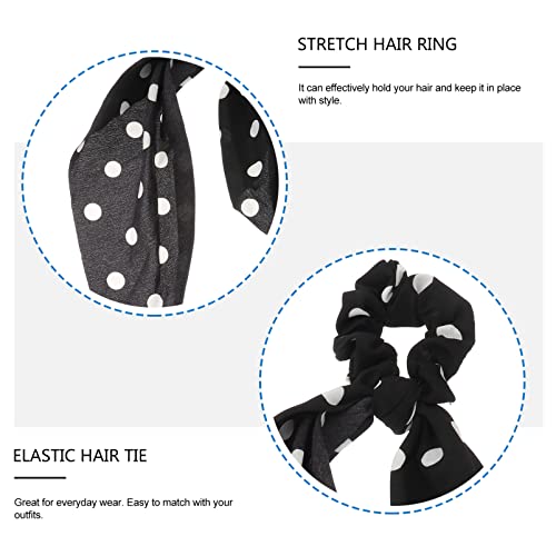 Leorx 3pcs Polka Dot Hair Scrunchies Vintage Chiffon Hair Scarf Ties Stylish Bow Ponytail Holders for Women Girls - Image 5