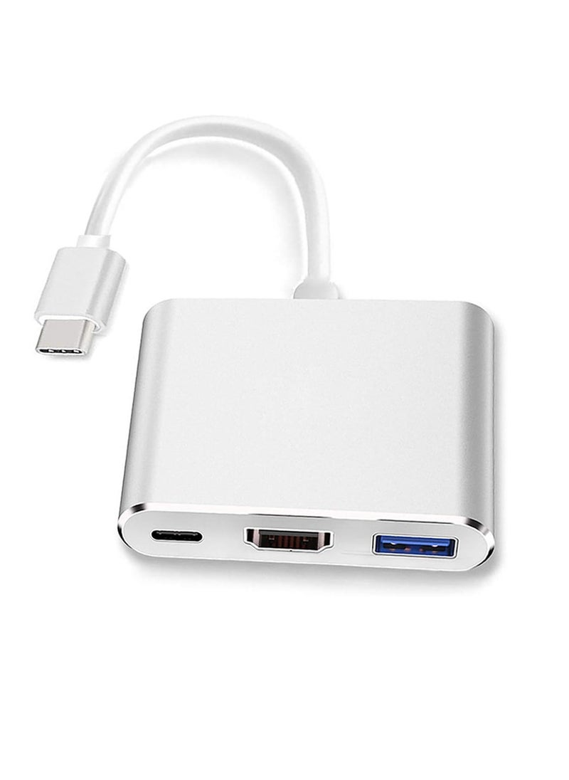 USB-C to HDMI Adapter Supports 4K - 30 Hz - Type C 3 in 1 Cable for MacBook Pro 2017 - 2018, Mac, iMac, and Chrome Advanced Devices USB 3.0, Multi Type, Multi Color M