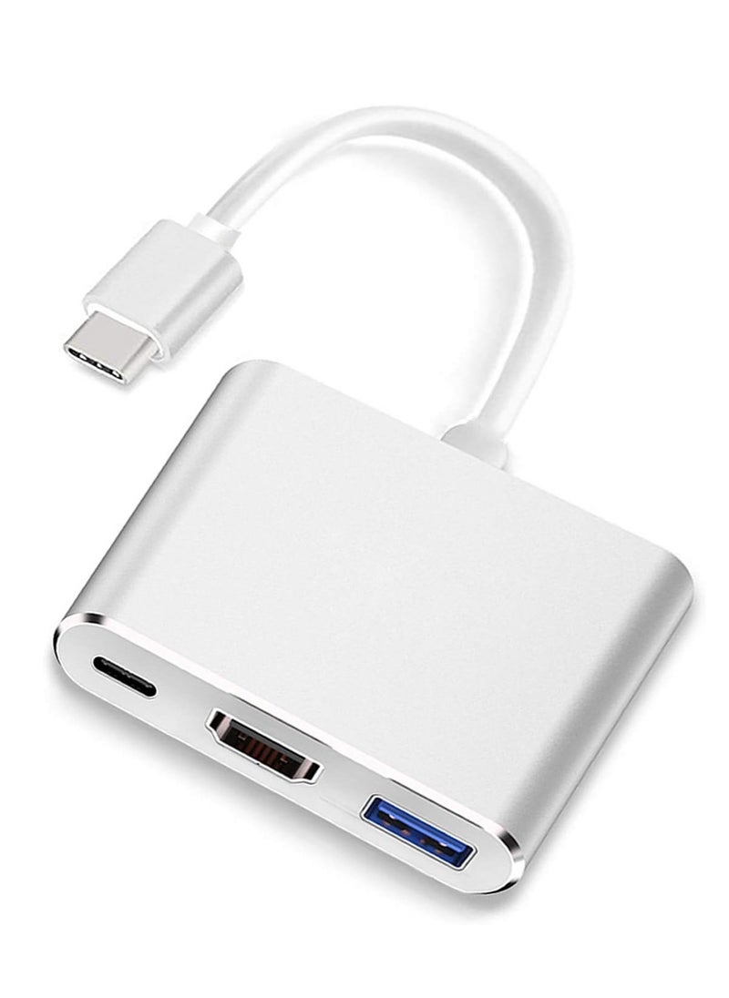 USB-C to HDMI Adapter Supports 4K - 30 Hz - Type C 3 in 1 Cable for MacBook Pro 2017 - 2018, Mac, iMac, and Chrome Advanced Devices USB 3.0, Multi Type, Multi Color M