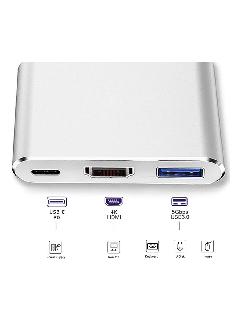 USB-C to HDMI Adapter Supports 4K - 30 Hz - Type C 3 in 1 Cable for MacBook Pro 2017 - 2018, Mac, iMac, and Chrome Advanced Devices USB 3.0, Multi Type, Multi Color M