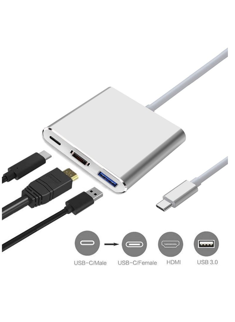 USB-C to HDMI Adapter Supports 4K - 30 Hz - Type C 3 in 1 Cable for MacBook Pro 2017 - 2018, Mac, iMac, and Chrome Advanced Devices USB 3.0, Multi Type, Multi Color M