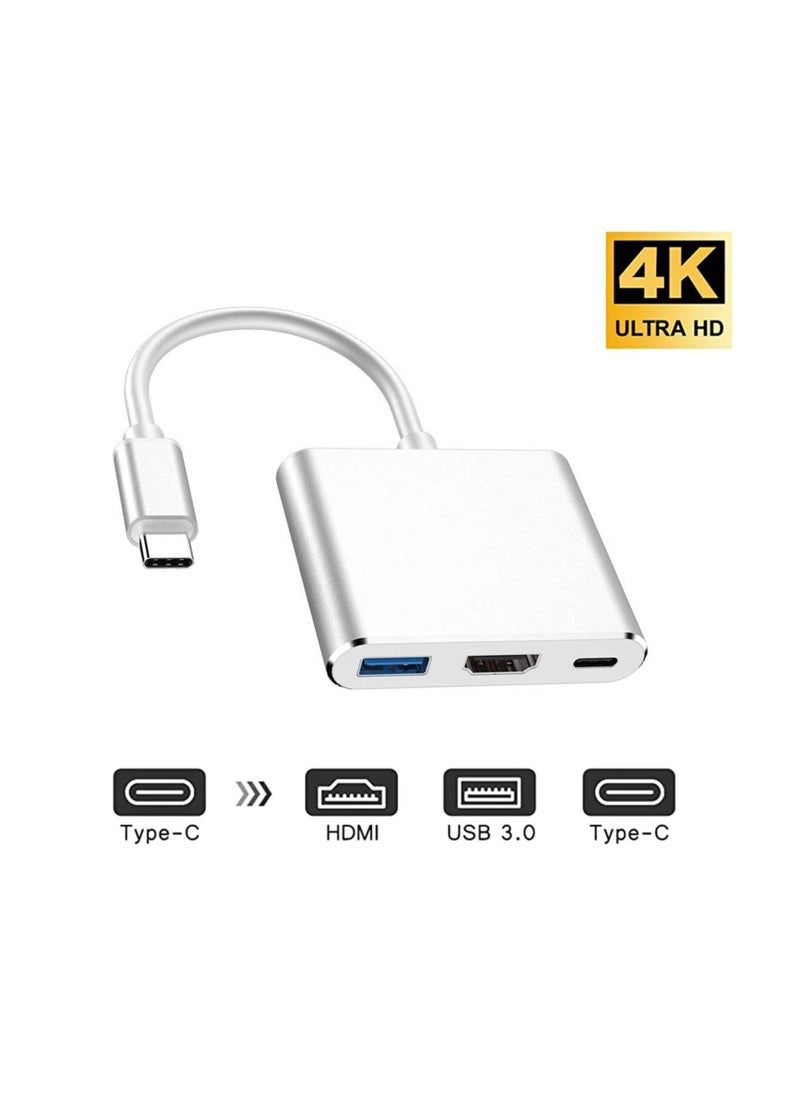 USB-C to HDMI Adapter Supports 4K - 30 Hz - Type C 3 in 1 Cable for MacBook Pro 2017 - 2018, Mac, iMac, and Chrome Advanced Devices USB 3.0, Multi Type, Multi Color M