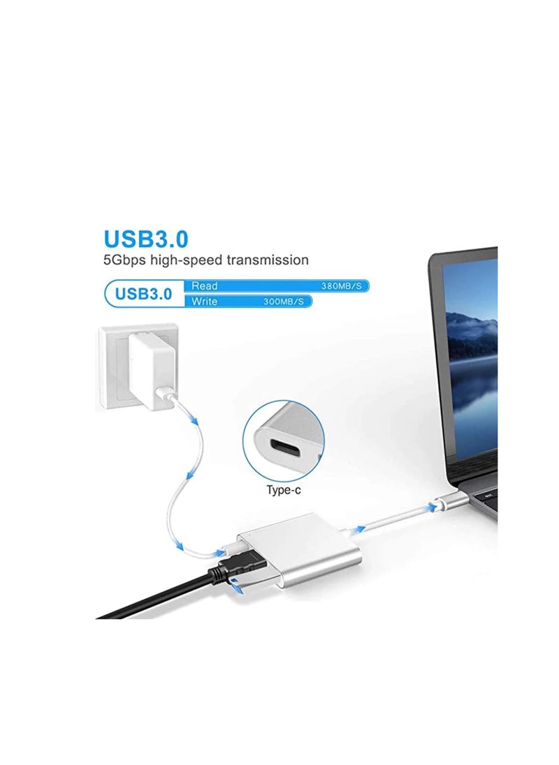 USB-C to HDMI Adapter Supports 4K - 30 Hz - Type C 3 in 1 Cable for MacBook Pro 2017 - 2018, Mac, iMac, and Chrome Advanced Devices USB 3.0, Multi Type, Multi Color M