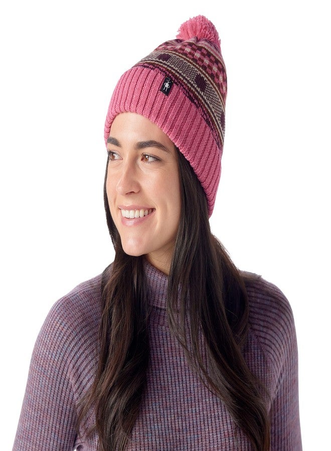 SmartWool Unisex Fairisle Fleece Lined Beanie Garden Pink One Size - Image 1