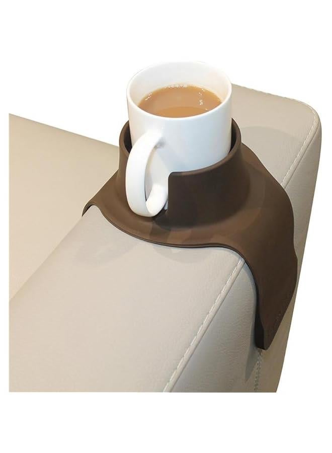 MIXDE Armrest Couch Cup Holder – A Weighted, Silicone, Anti Slip Coaster Stops Spills On Your Sofa, Arm Chair Or Recliner and Keeps Drinks Within Reach (coffee) - Image 1