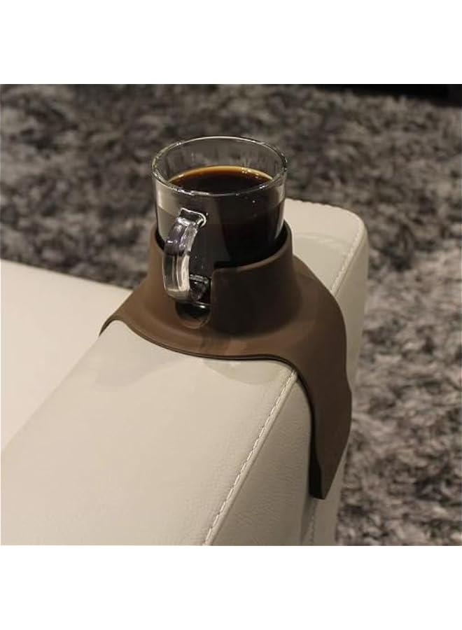 MIXDE Armrest Couch Cup Holder – A Weighted, Silicone, Anti Slip Coaster Stops Spills On Your Sofa, Arm Chair Or Recliner and Keeps Drinks Within Reach (coffee) - Image 2