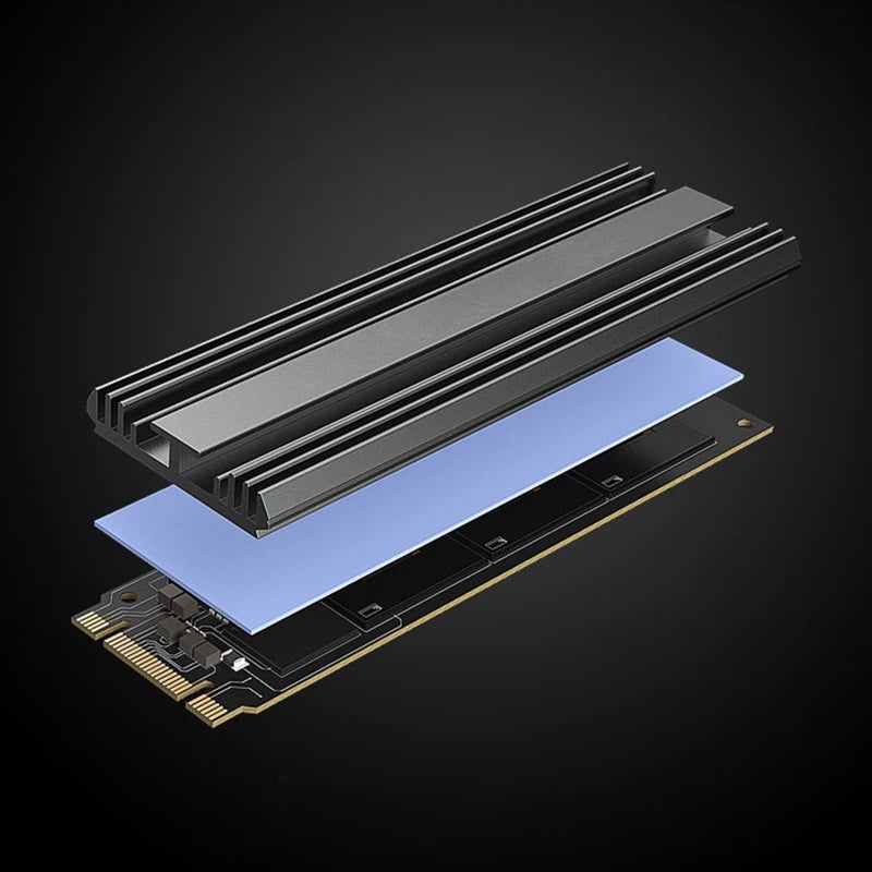 مشتت حرارة من الألومنيوم الرمادي M 2 NVMe SSD مع وسادة حرارية لتبريد القرص الصلب 2280 لأجهزة الكمبيوتر المكتبية - Image 3