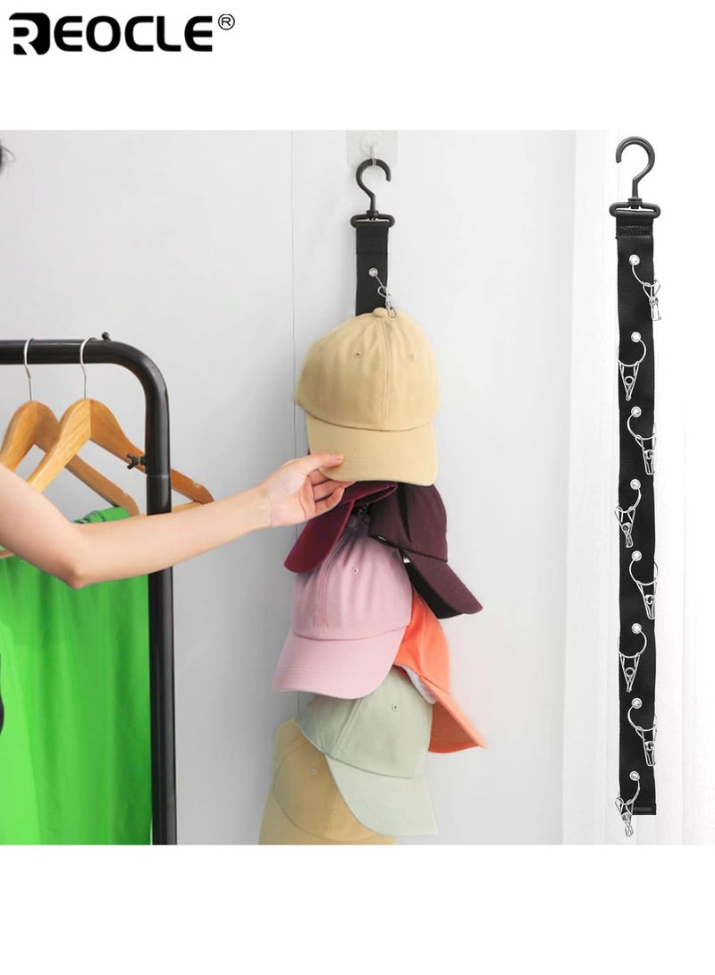 REOCLE Baseball Cap Rack Organizer Holds 8 Caps Multi Position Adjustable Fitted Caps and Sun Hats Storage Hanger for Closet Rod Wall Door or Clothes Rack Space Saving Design for Men Women Kids - Image 4