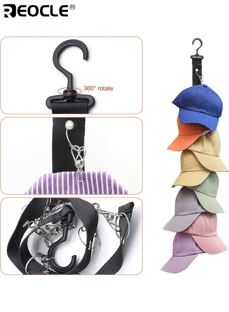REOCLE Baseball Cap Rack Organizer Holds 8 Caps Multi Position Adjustable Fitted Caps and Sun Hats Storage Hanger for Closet Rod Wall Door or Clothes Rack Space Saving Design for Men Women Kids - Image 2