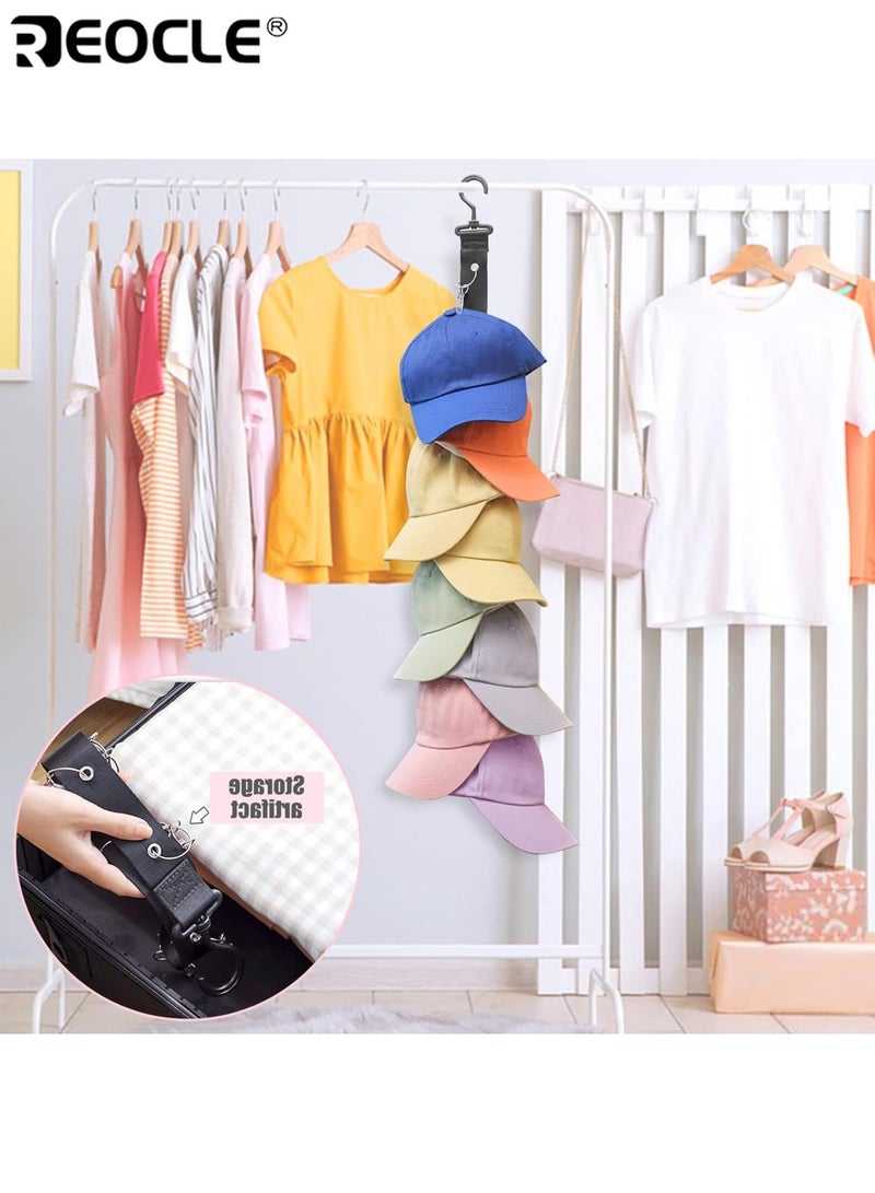 REOCLE Baseball Cap Rack Organizer Holds 8 Caps Multi Position Adjustable Fitted Caps and Sun Hats Storage Hanger for Closet Rod Wall Door or Clothes Rack Space Saving Design for Men Women Kids - Image 3