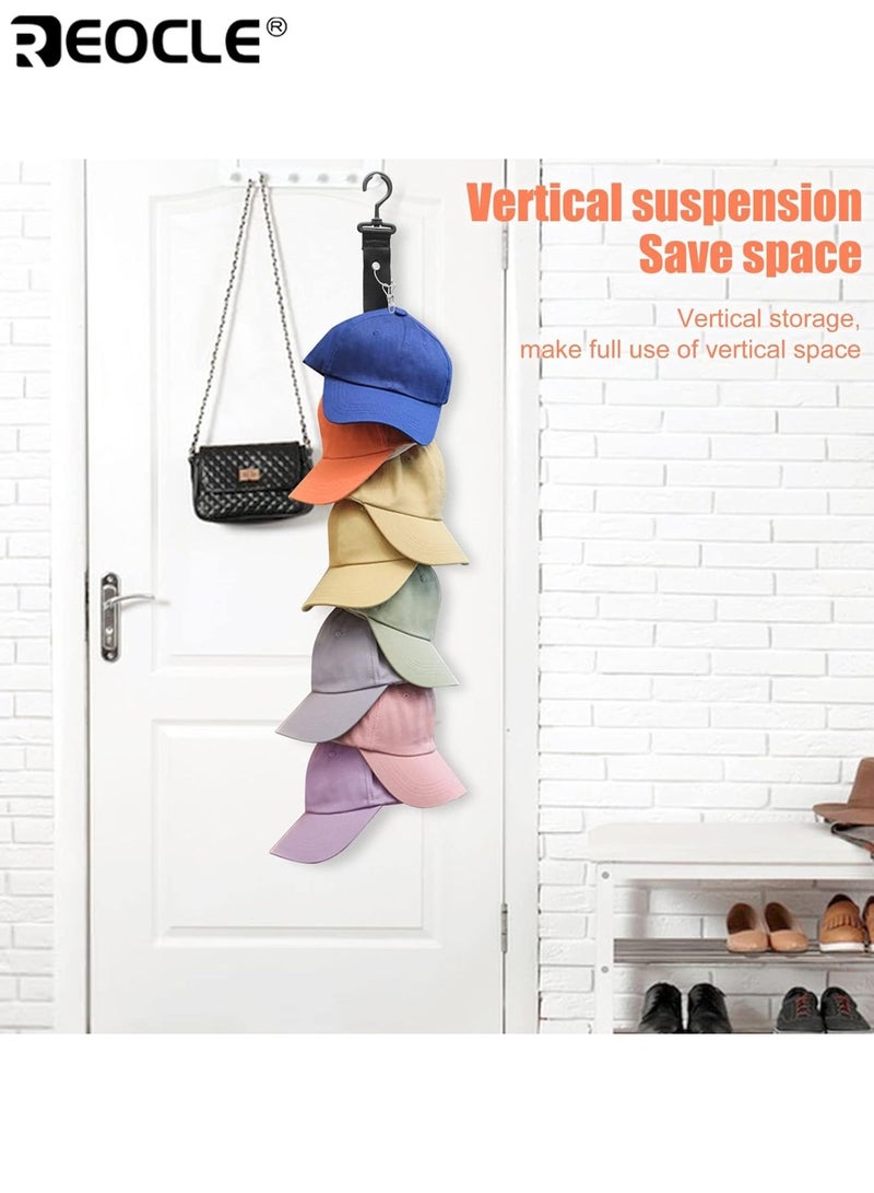 REOCLE Baseball Cap Rack Organizer Holds 8 Caps Multi Position Adjustable Fitted Caps and Sun Hats Storage Hanger for Closet Rod Wall Door or Clothes Rack Space Saving Design for Men Women Kids - Image 5