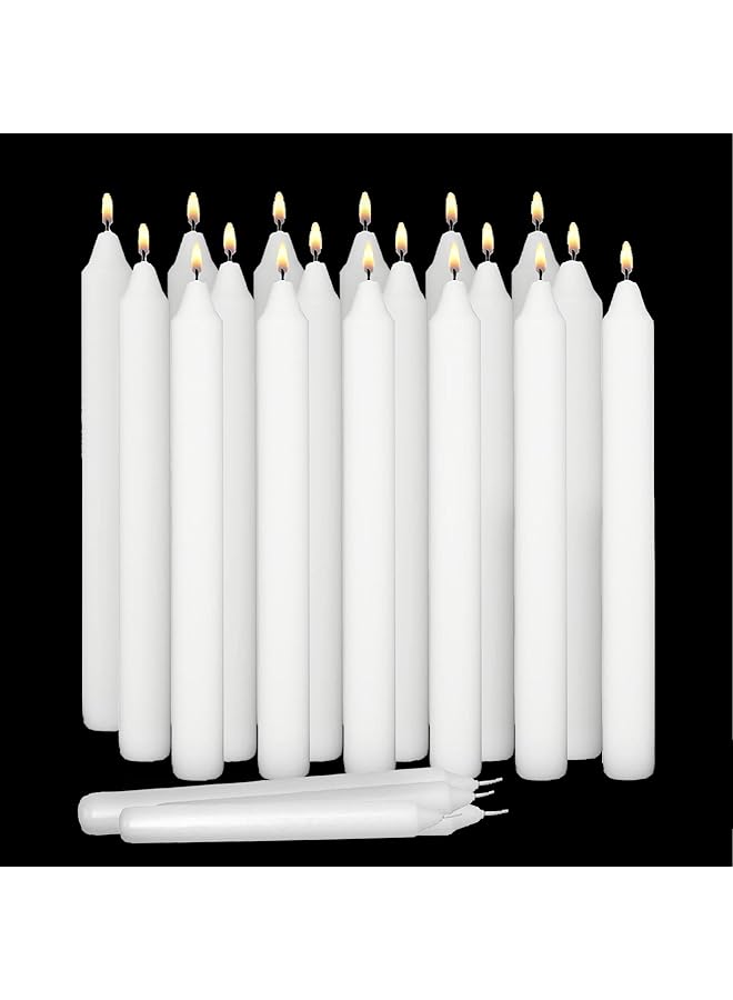 Green Tiger Tall Unscented Tapered Candles Long dripless taper candls for dinner candle Light Set of 10 candlesticks, White Color - Image 1