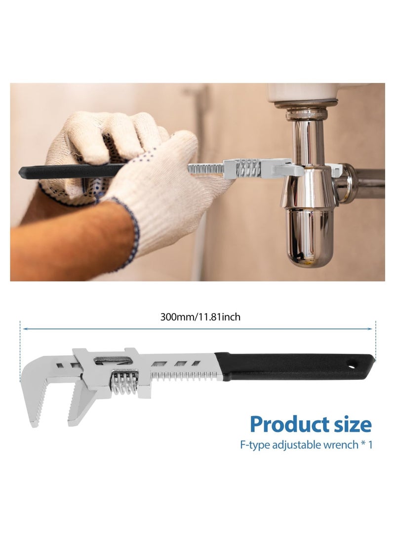 SYOSI Automotive Wrench, Adjustable,10-inch Wide Jaw Spanner with 2" Opening, F-Shaped Adjustable Wrench for Cars, Construction, Plumbing, Machine Maintenance and Household Repairs (Black) - Image 2