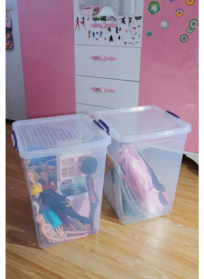 Biedda 30 Liter 2 Pieces Plastic Locked Lid Deep Storage Organization and Storage Box  - Image 3