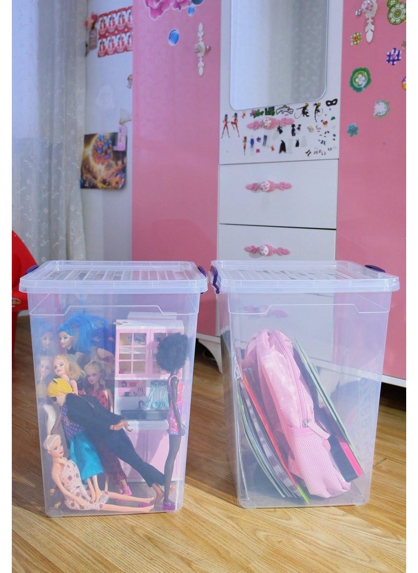 Biedda 30 Liter 2 Pieces Plastic Locked Lid Deep Storage Organization and Storage Box  - Image 4