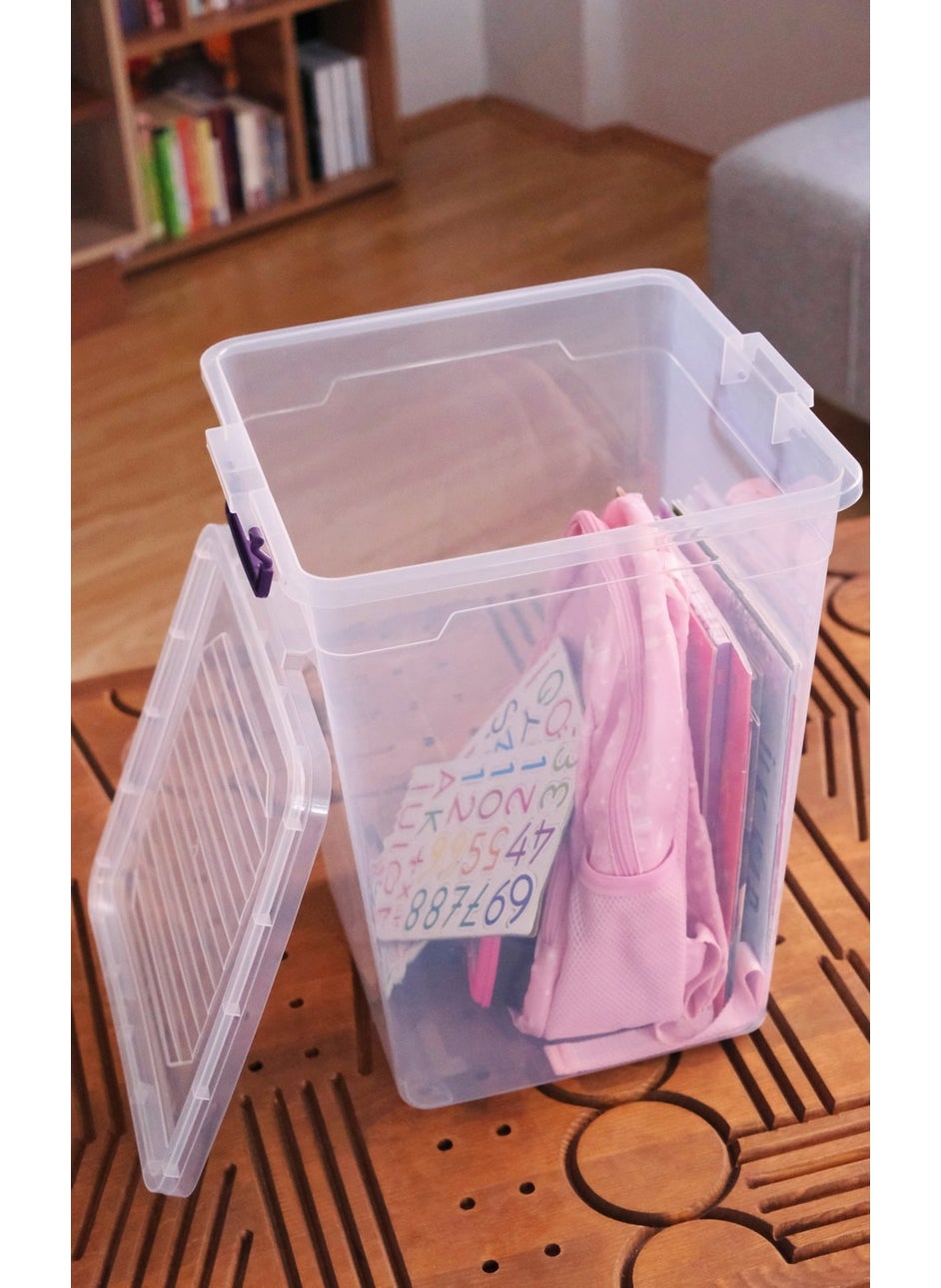 Biedda 30 Liter 2 Pieces Plastic Locked Lid Deep Storage Organization and Storage Box  - Image 5