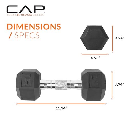 CAP Barbell 15 LB Coated Hex Dumbbell Weight, New Edition - Image 4