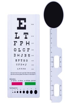 Pocket Eye Chart with PD Ruler and Eye Occluder Eye Test Chart Combo Kit for Near Vision Test Visual Acuity Exam and PD Measurement