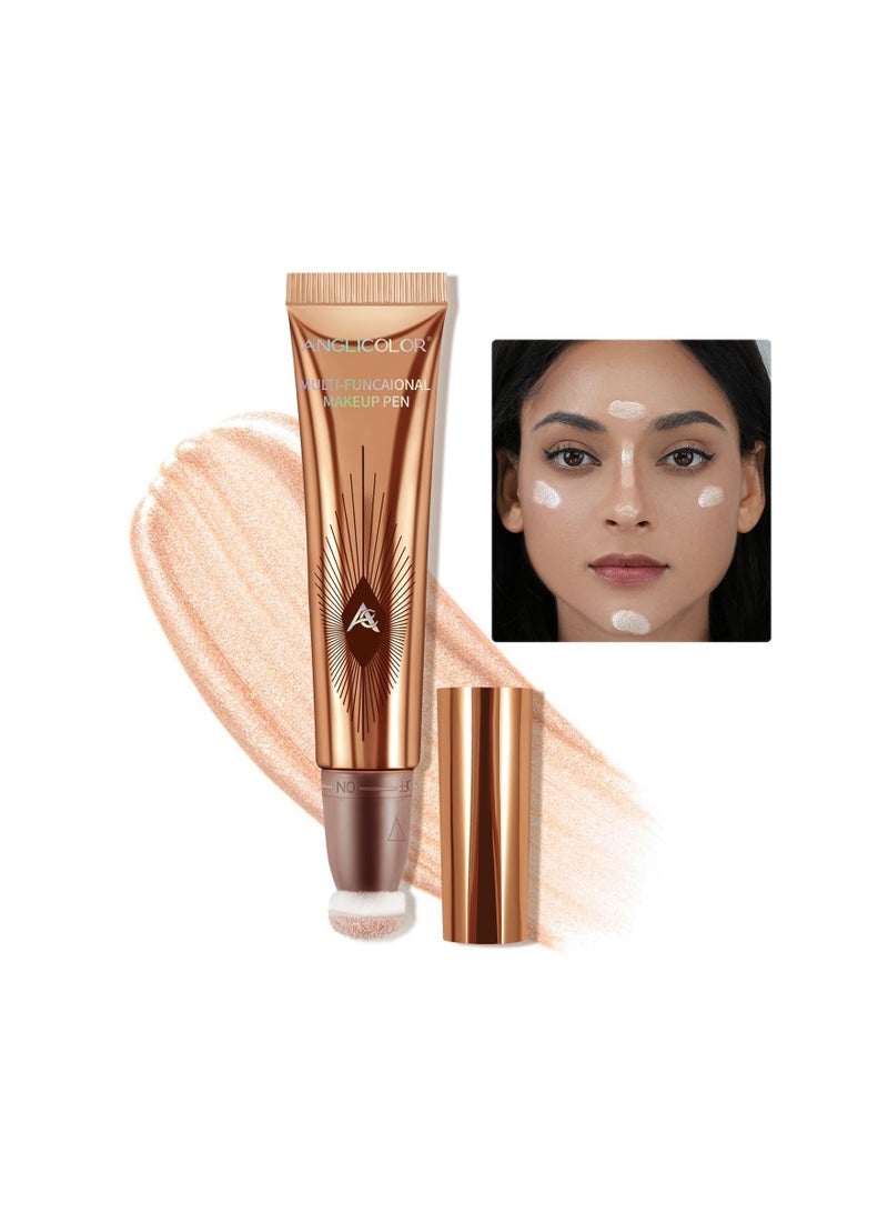 KASTWAVE Liquid Highlighter Makeup Stick, Dewy Finish, Moisturizing Silky Smooth Texture, Cream Highlighter Lightweight, Easy To Spread, Long-lasting Natural Makeup Effect (01#Spotlight) - Image 1