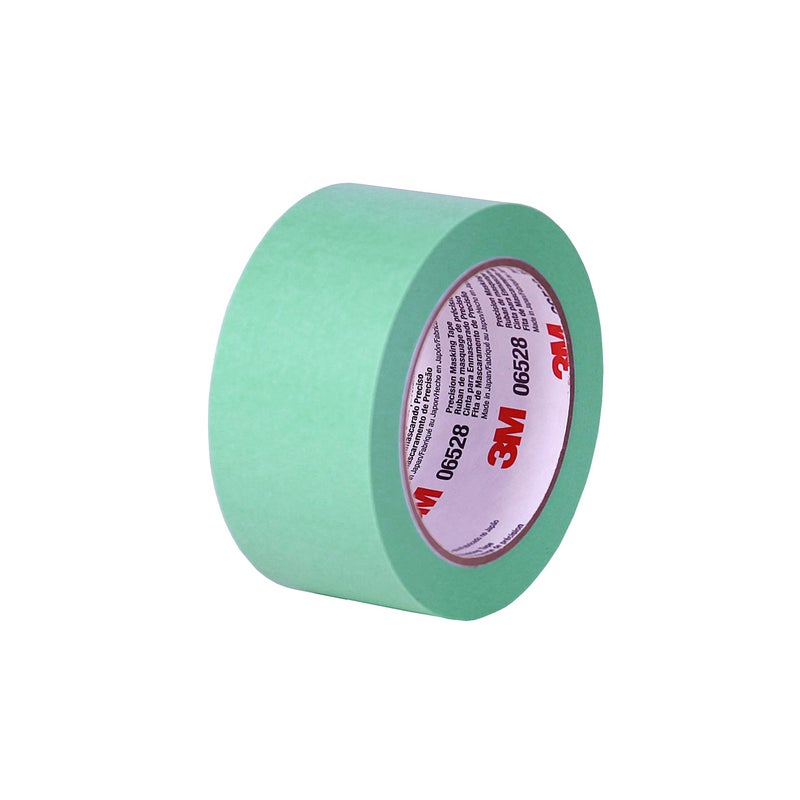 3M Precision Masking Tape 06528 2 in x 60 yds 1 Roll Green Acrylic Adhesive Adheres to Metal Glass and Painted Surfaces