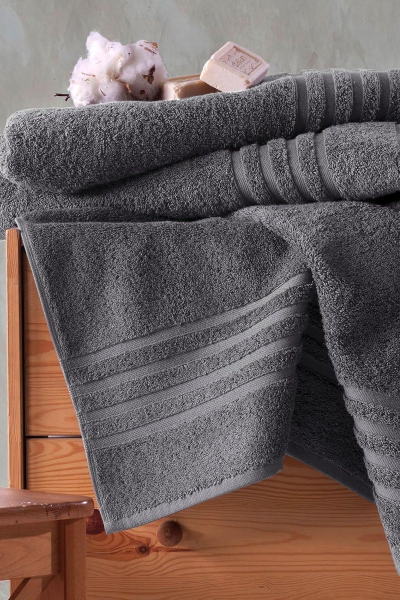 تى ام هوم طقم فوط حمام رمادي فاخرة من TM Home – قطن طبيعي 100%، جودة فندقية، ب 3 مقاسات مختلة  - Image 5