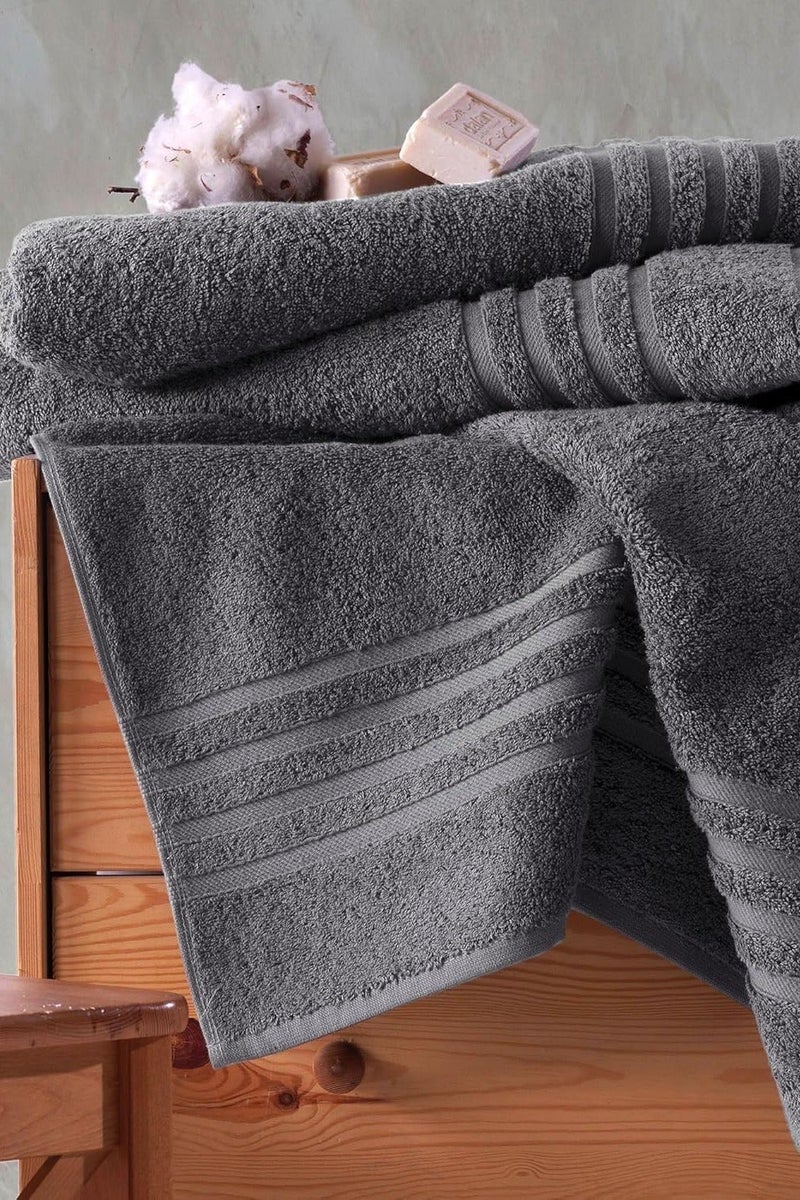تى ام هوم منشفة حمام فاخرة رمادية من تي إم هوم - قطن طبيعي 100%، جودة فندقية، مقاسات متنوعة. - Image 4
