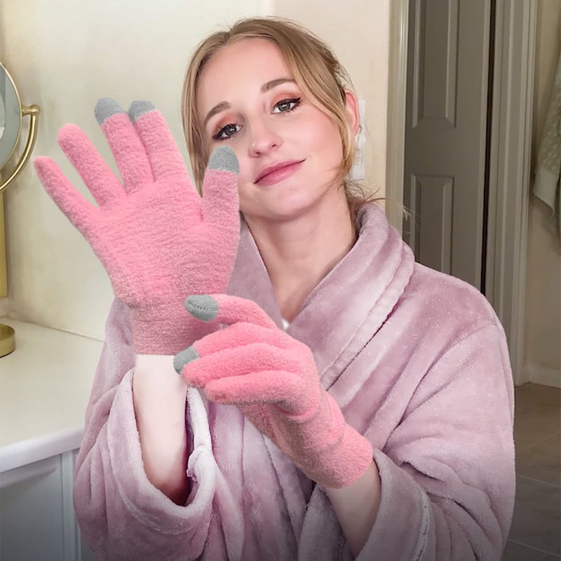Eurow Aloe-Infused Moisturizing Gloves, Touchscreen Compatible, Soft & Breathable for Dry Hands Treatment, Locks in Lotion, Durable & Reusable, Pink, 1 Pair - Image 5