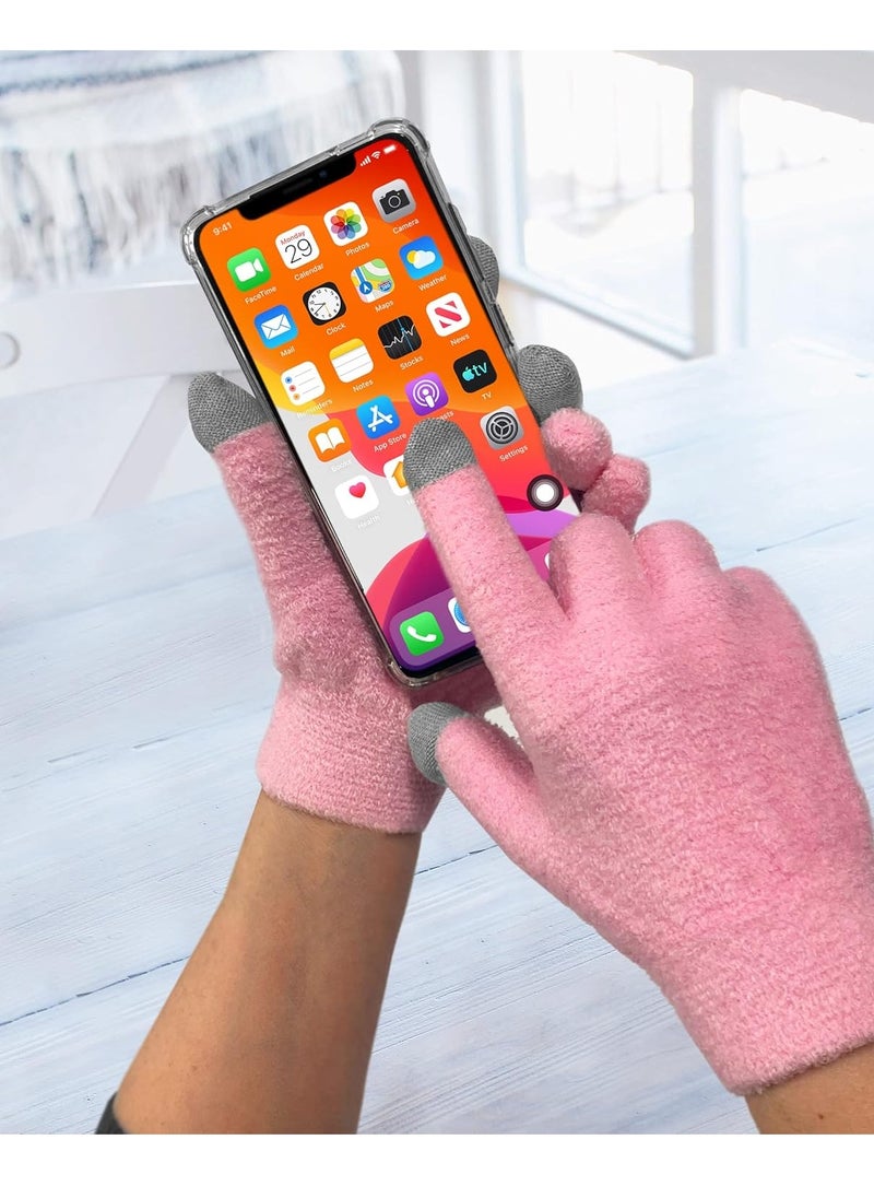 Eurow Moisturizing Gloves with Aloe Infused and Touch Screen Fingers, Durable and Reusable, Pink, 1 Pair