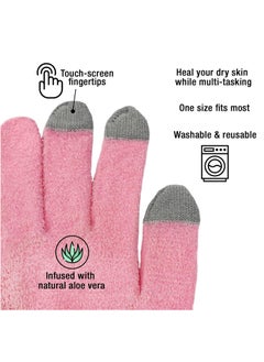 Eurow Eurow Moisturizing Gloves with Aloe Infused and Touch Screen Fingers, Durable and Reusable, Pink, 1 Pair  - Image 2