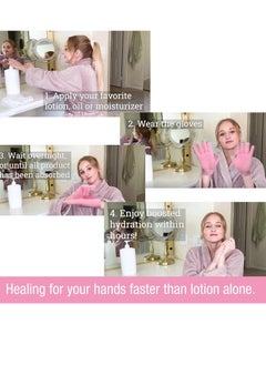 Eurow Eurow Moisturizing Gloves with Aloe Infused and Touch Screen Fingers, Durable and Reusable, Pink, 1 Pair  - Image 4